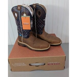 Twisted X Western Work Boots Women's Cellstretch Alloy Toe 6B Brown Navy WXBAW01